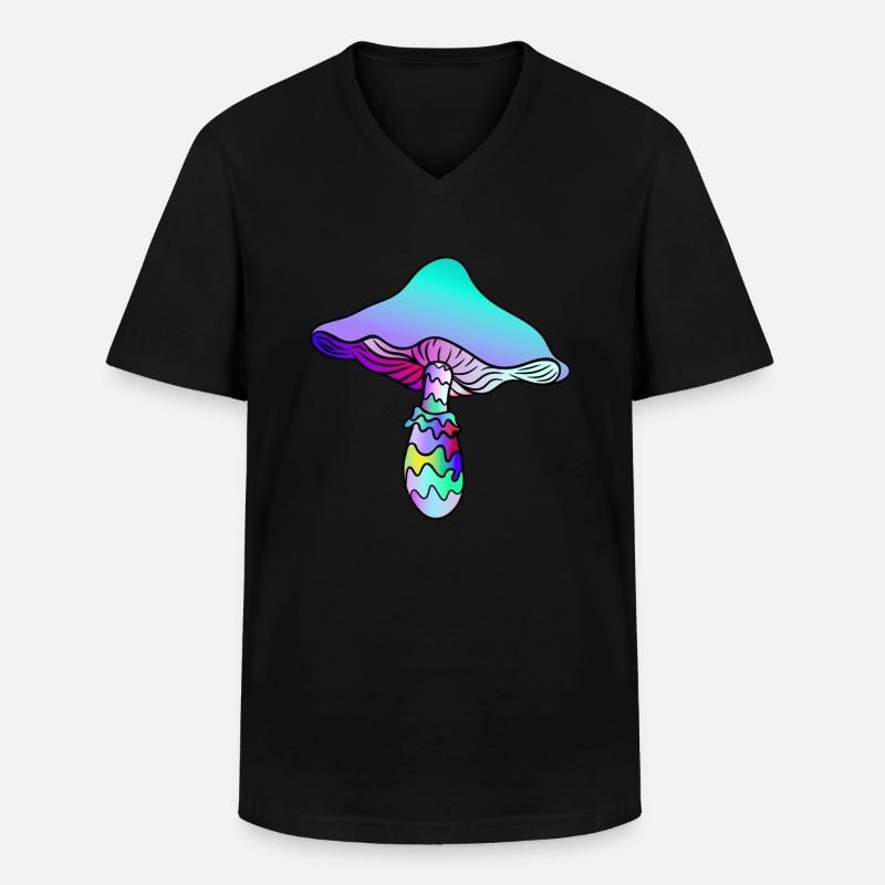 Psychedelischer Pilz - Regenbogen-Pilz - Männer-T-Shirt mit V-Ausschnitt - Schwarz
