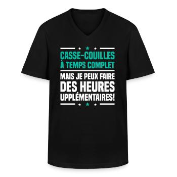 Casse couilles à temps complet - T-shirt col V Homme - noir - Devant - AI Model Male 178 dark (178cm)