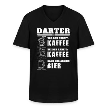 Mein Tagesablauf als Darter - Männer-T-Shirt mit V-Ausschnitt - Schwarz - Vorne - AI Model Male 178 dark (178cm)