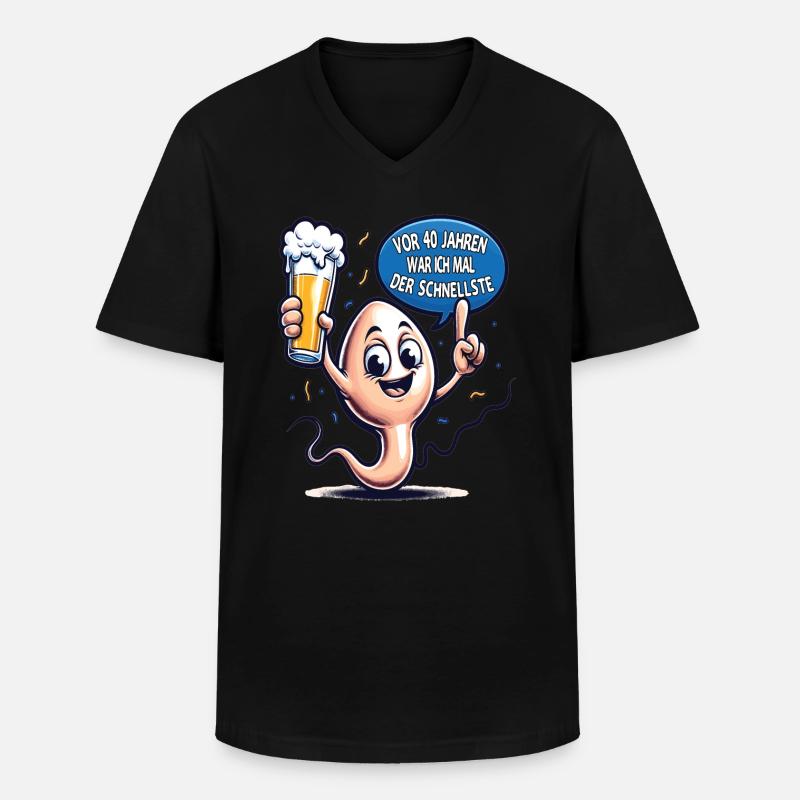 Vor 40 Jahren War Ich Schnellste - Männer-T-Shirt mit V-Ausschnitt - Schwarz