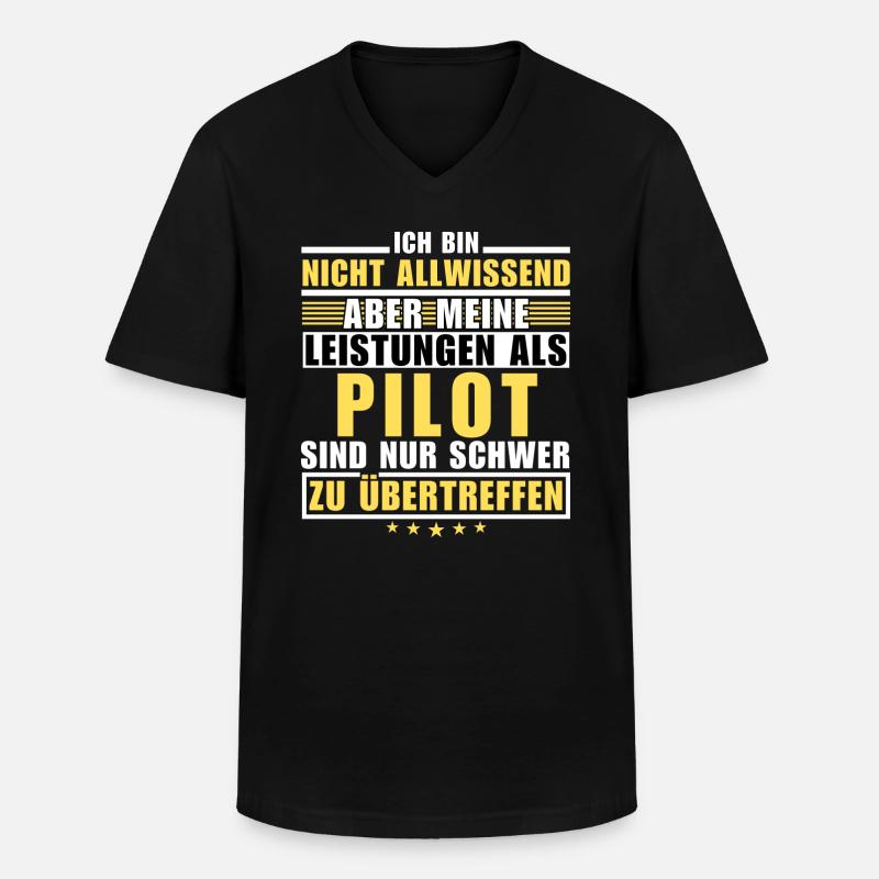 Unübertroffene Leistung als Pilot - Männer-T-Shirt mit V-Ausschnitt - Schwarz