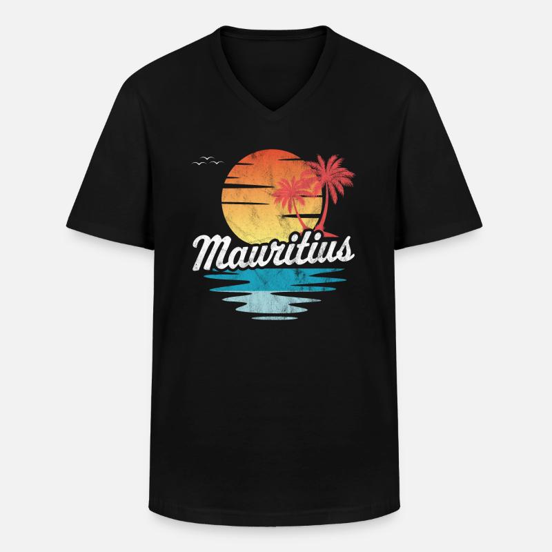 Mauritius - Männer-T-Shirt mit V-Ausschnitt - Schwarz