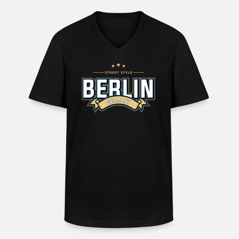 Berlin - Männer-T-Shirt mit V-Ausschnitt - Schwarz