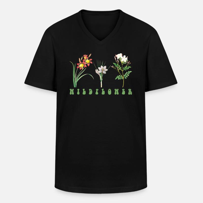 Blume - Männer-T-Shirt mit V-Ausschnitt - Schwarz