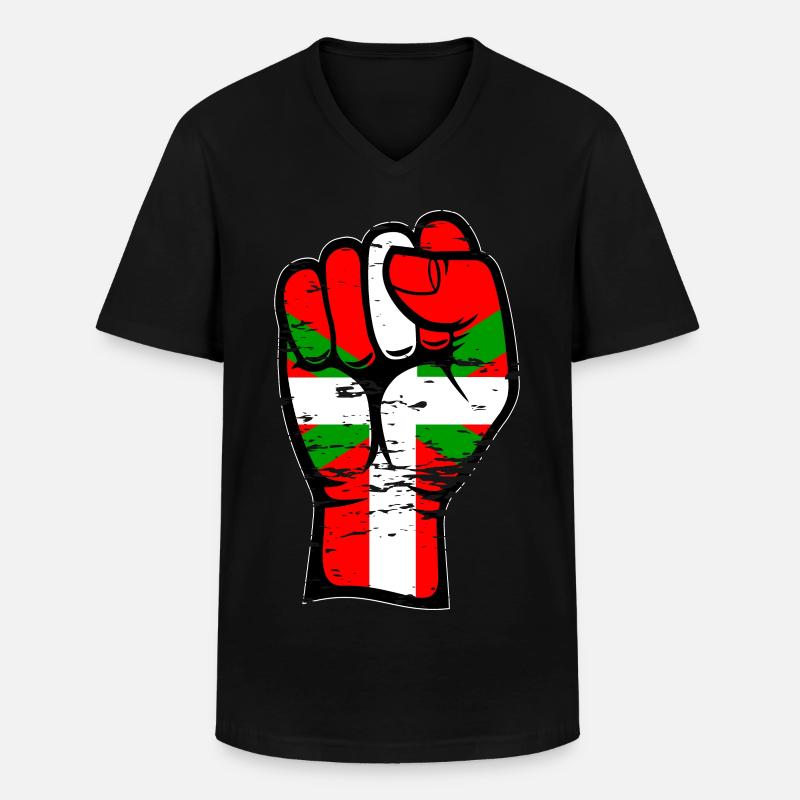 Baskische Flagge Faust used - Männer-T-Shirt mit V-Ausschnitt - Schwarz