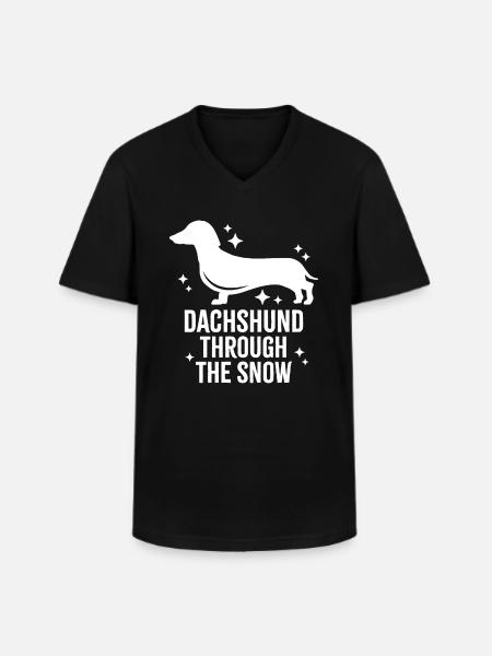 Dackel durch den Schnee - Männer-T-Shirt mit V-Ausschnitt - Schwarz