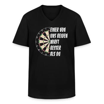Einer von uns beiden wirft besser als du - Darts - Männer-T-Shirt mit V-Ausschnitt - Schwarz - Vorne - AI Model Male 178 dark (178cm)