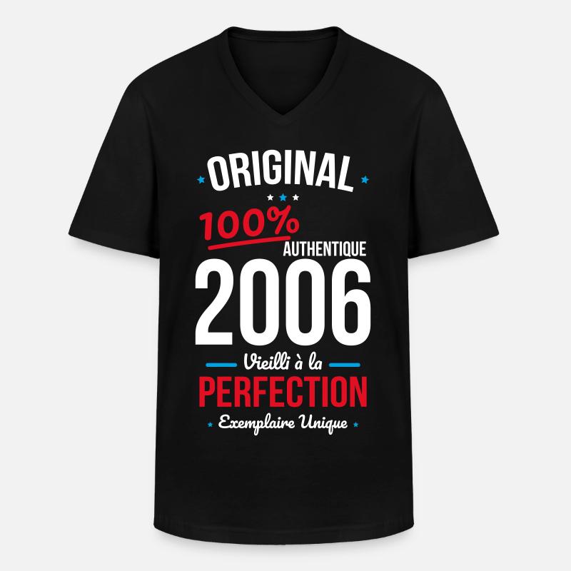 2006 – Original – Einzigartiges Exemplar - Männer-T-Shirt mit V-Ausschnitt - Schwarz