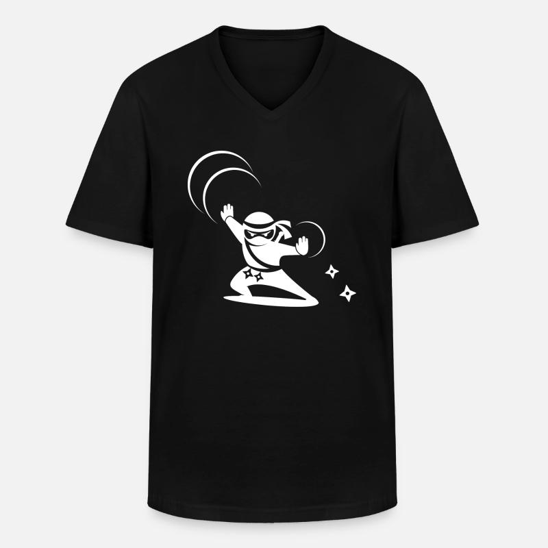 Ninja Sterne Samurai Schulkind Schulanfang - Männer-T-Shirt mit V-Ausschnitt - Schwarz
