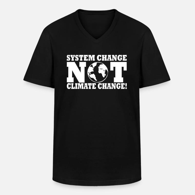 system change not climate change - Männer-T-Shirt mit V-Ausschnitt - Schwarz