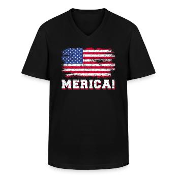 4. Juli Independence Memorial Day USA Flagge Pat. No. - Männer-T-Shirt mit V-Ausschnitt - Schwarz - Vorne - AI Model Male 178 dark (178cm)
