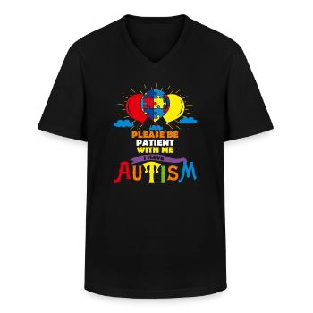 Nette Autismusballons Bitte haben Sie etwas Geduld mit mir IH - Männer-T-Shirt mit V-Ausschnitt - Schwarz - Vorne - AI Model Male 178 dark (178cm)