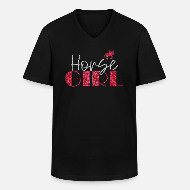 Pferd Mädchen Landfrau Mädchen Reiter - Männer-T-Shirt mit V-Ausschnitt - Schwarz