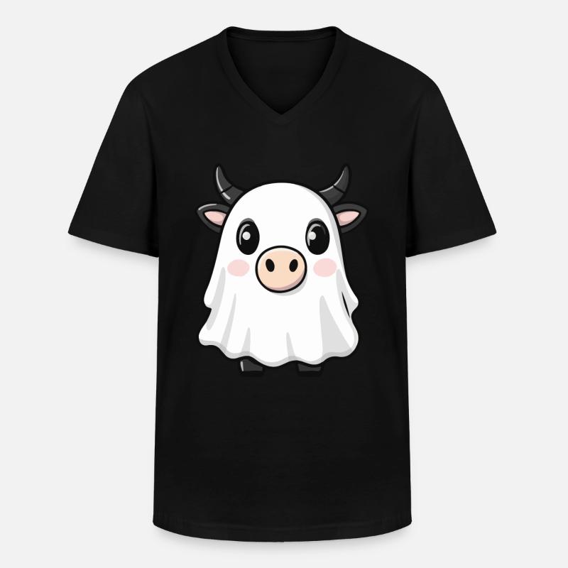 Kuh Halloween Lustig Geist - Männer-T-Shirt mit V-Ausschnitt - Schwarz