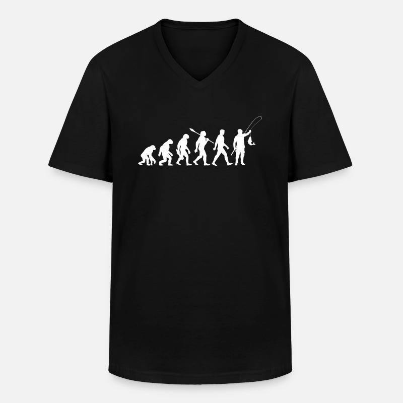 Evolution - Pêche - Pêcheurs - Pêcher - T-shirt col V Homme - noir