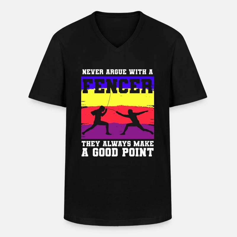 Fechten Fechter Florett - Männer-T-Shirt mit V-Ausschnitt - Schwarz