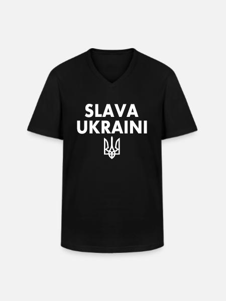 SLAVA UKRAINI UKRAINE - Men's V-Neck T-Shirt - black