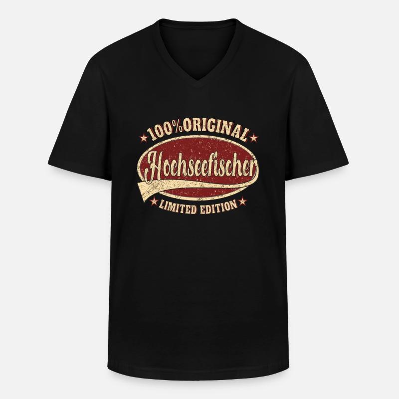 Hochseefischer 100% Original - Männer-T-Shirt mit V-Ausschnitt - Schwarz