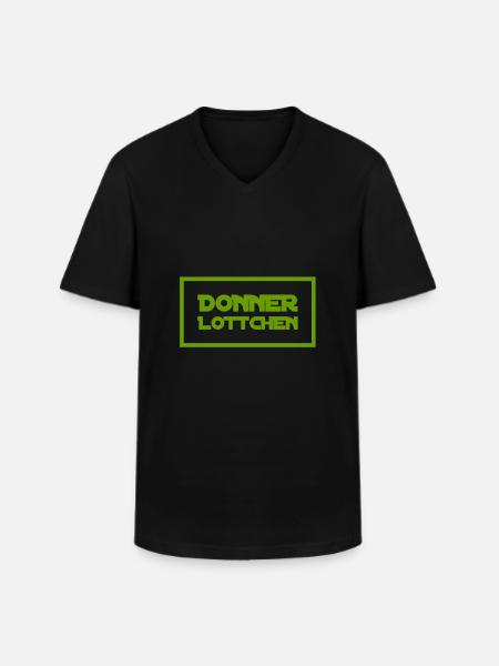 DONNERLOTTCHEN - Männer-T-Shirt mit V-Ausschnitt - Schwarz