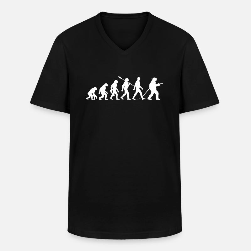 Evolution - Feuerwehr - Feuerwehrmann - Männer-T-Shirt mit V-Ausschnitt - Schwarz