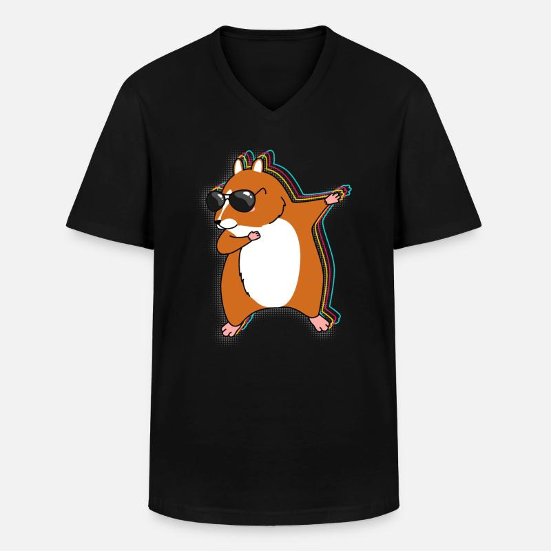 Hamster Dab - Männer-T-Shirt mit V-Ausschnitt - Schwarz