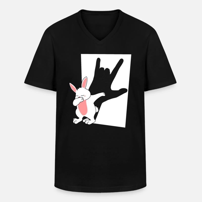Rock n' Roll Rabbit - Men's V-Neck T-Shirt - black