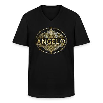 Angelo - T-shirt col V Homme - noir - Devant - AI Model Male 178 dark (178cm)