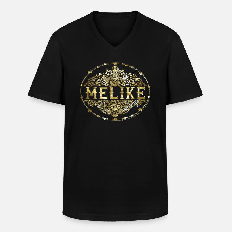 Melike - Männer-T-Shirt mit V-Ausschnitt - Schwarz