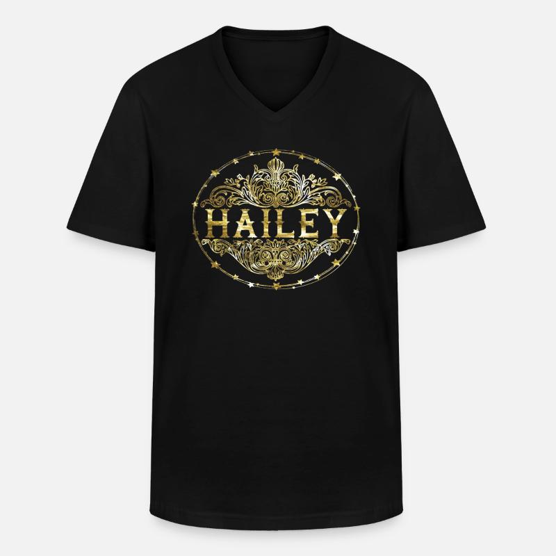Hailey - Männer-T-Shirt mit V-Ausschnitt - Schwarz