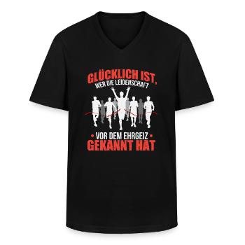 Halbmarathon: Leidenschaft vor Ehrgeiz - Männer-T-Shirt mit V-Ausschnitt - Schwarz - Vorne - AI Model Male 178 dark (178cm)