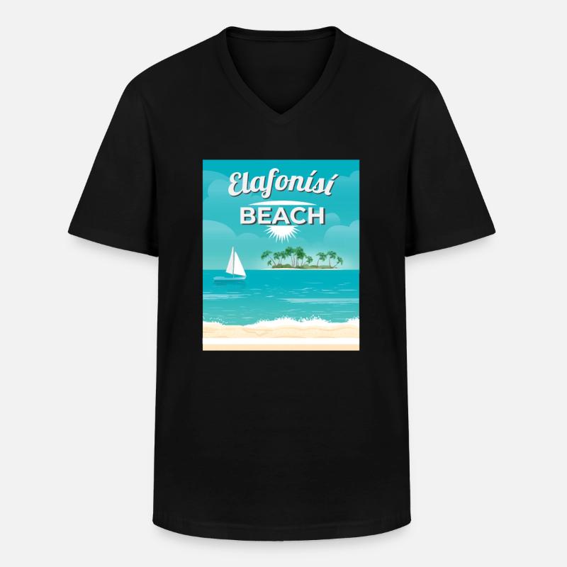 Elafonisi Beach - Männer-T-Shirt mit V-Ausschnitt - Schwarz