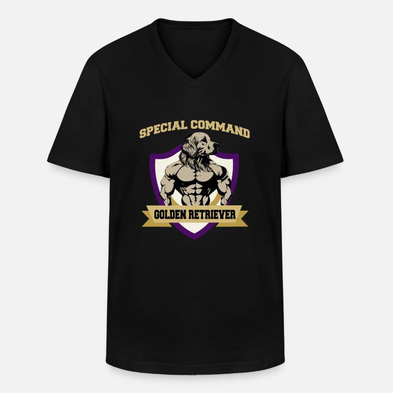 Special Command Golden Retriever - Männer-T-Shirt mit V-Ausschnitt - Schwarz