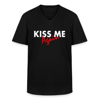 Kiss me again - Men's V-Neck T-Shirt - black - Front - AI Model Male 178 dark (178cm)