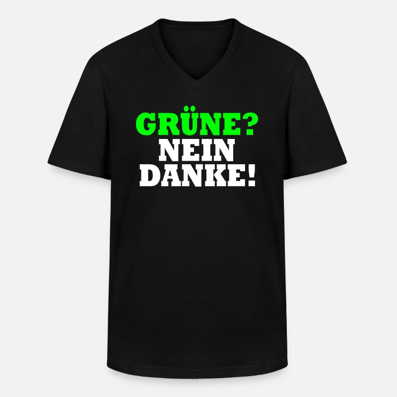 Grüne Nein Danke - Männer-T-Shirt mit V-Ausschnitt - Schwarz
