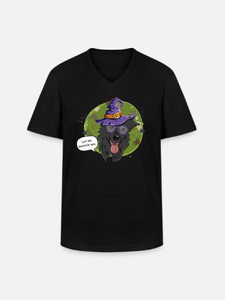 Magical Witch Dog - Men's V-Neck T-Shirt - black