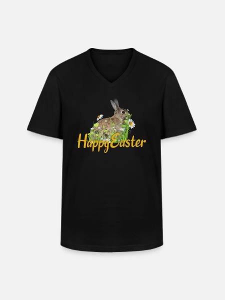 Happy Easter rabbit - Männer-T-Shirt mit V-Ausschnitt - Schwarz