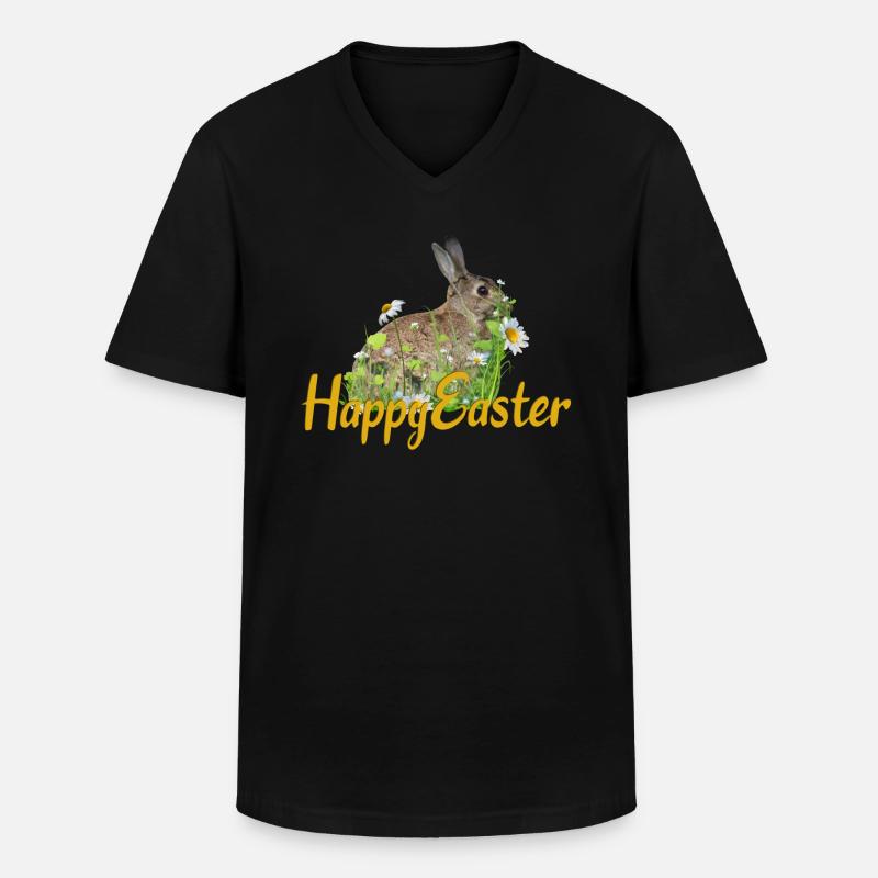 Happy Easter rabbit - Männer-T-Shirt mit V-Ausschnitt - Schwarz