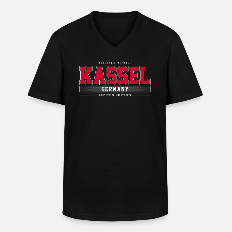 Kassel - Männer-T-Shirt mit V-Ausschnitt - Schwarz