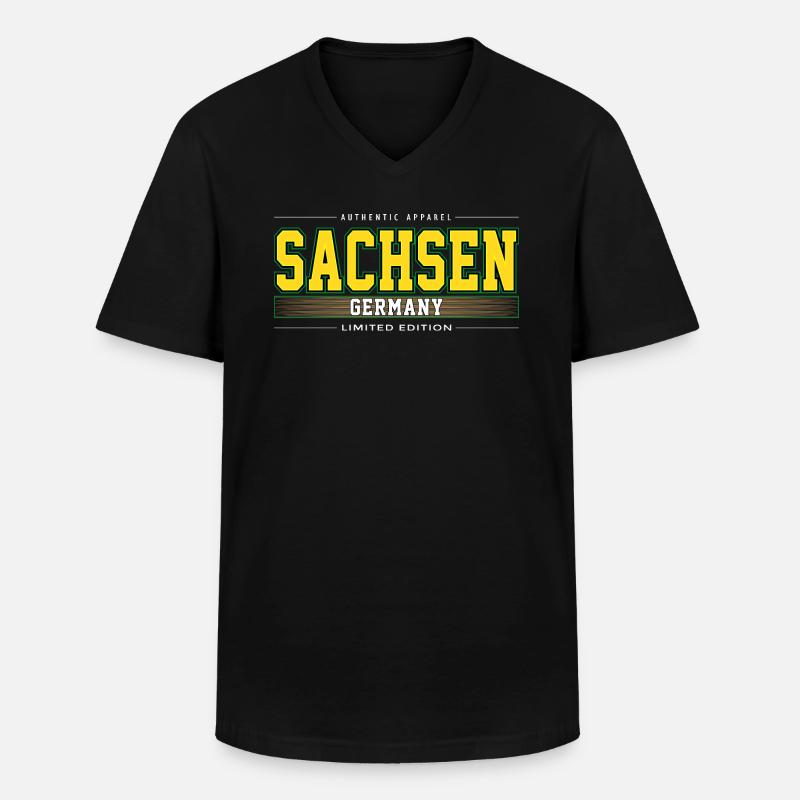 Sachsen - Männer-T-Shirt mit V-Ausschnitt - Schwarz