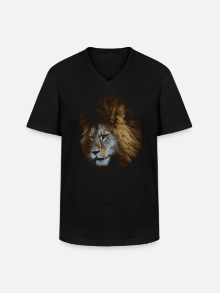 Lion - T-shirt col V Homme - noir
