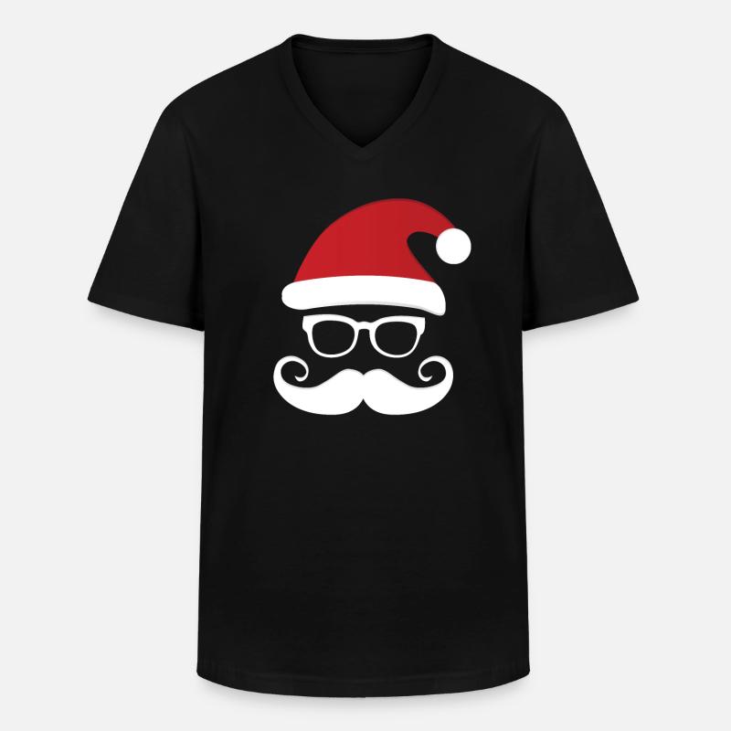 Weihnachtsmann mit Bart Weihnachtsmannhipster - Männer-T-Shirt mit V-Ausschnitt - Schwarz