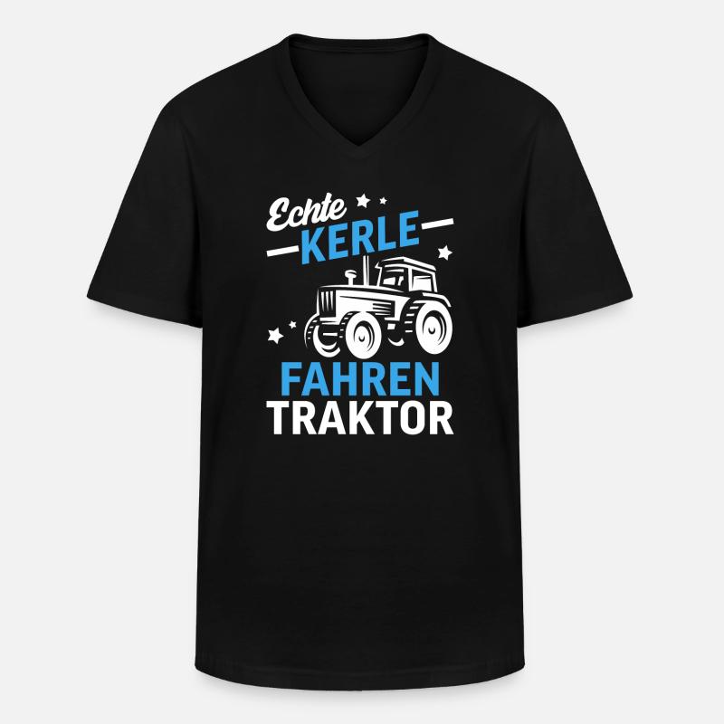 Echte Kerle fahren Traktor - Männer-T-Shirt mit V-Ausschnitt - Schwarz