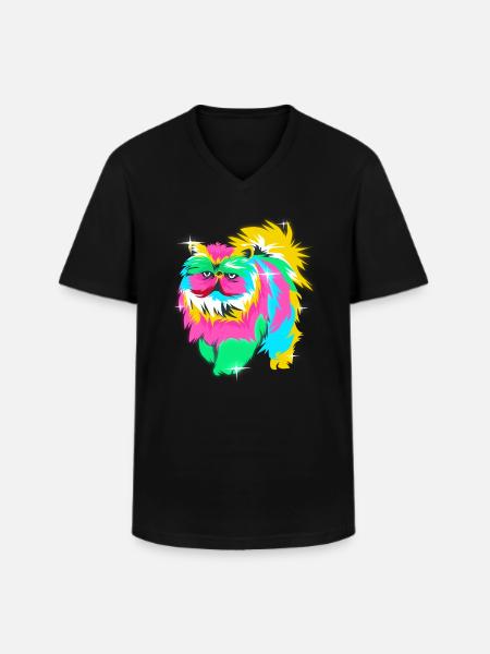 Persian cat - Men's V-Neck T-Shirt - black