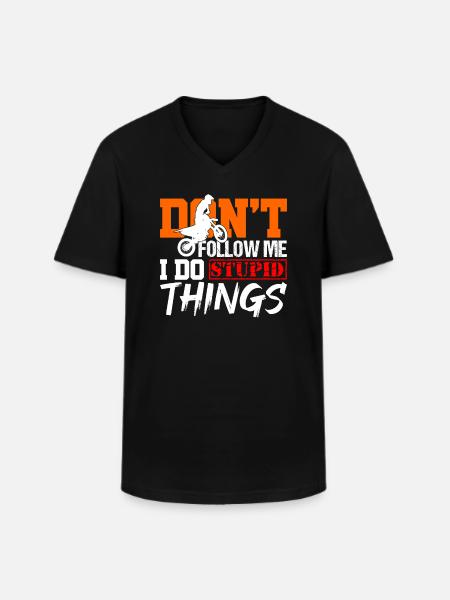 Motocross - T-shirt col V Homme - noir