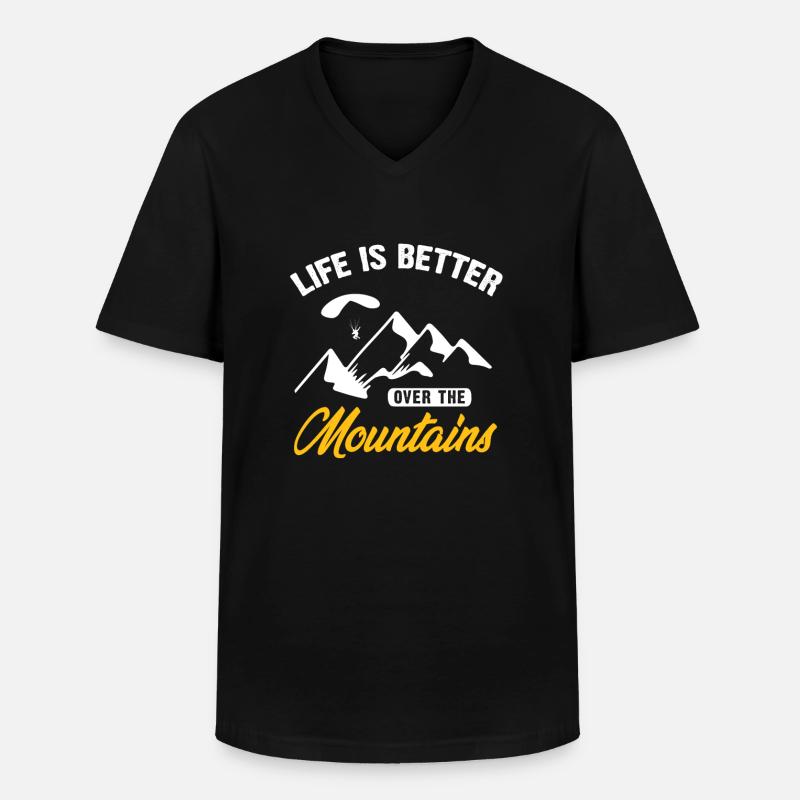 Paragliding - Männer-T-Shirt mit V-Ausschnitt - Schwarz