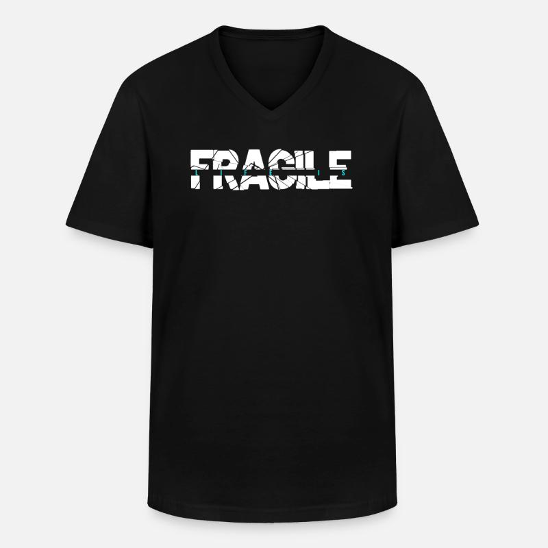 zerbrechlich - Männer-T-Shirt mit V-Ausschnitt - Schwarz