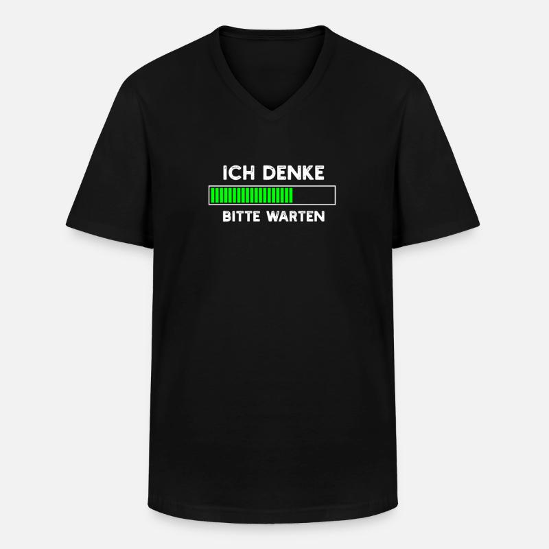 Ich denke Bitte warten - Männer-T-Shirt mit V-Ausschnitt - Schwarz