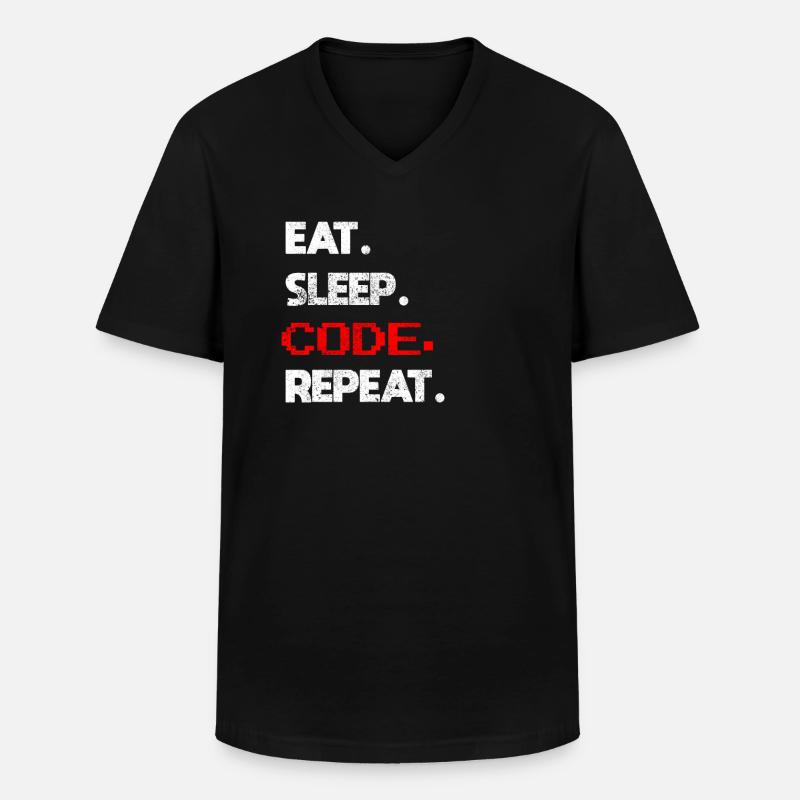 Coder programmer - Men's V-Neck T-Shirt - black