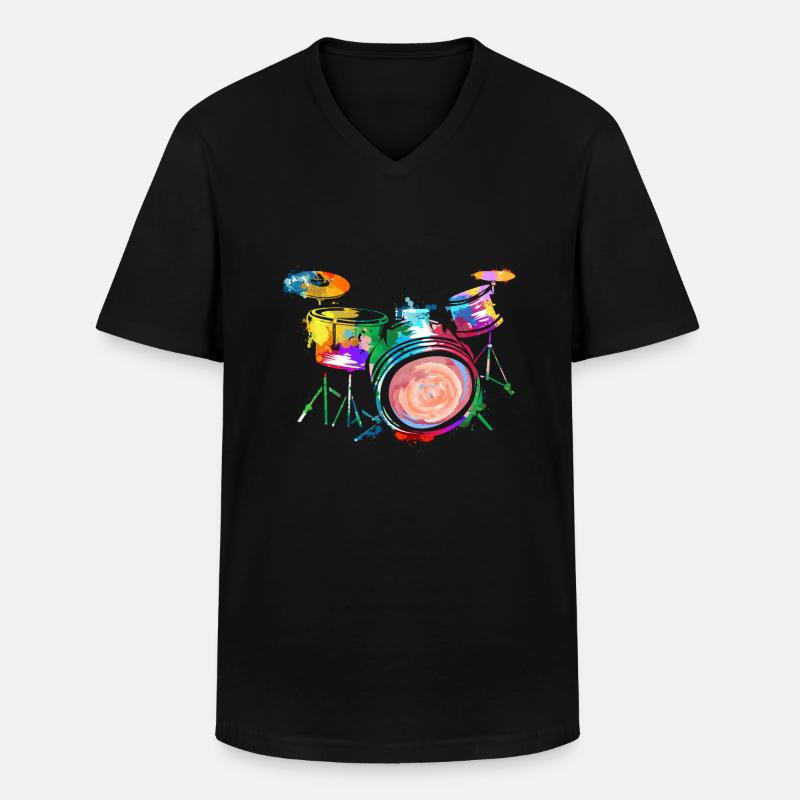 Drummer - Männer-T-Shirt mit V-Ausschnitt - Schwarz