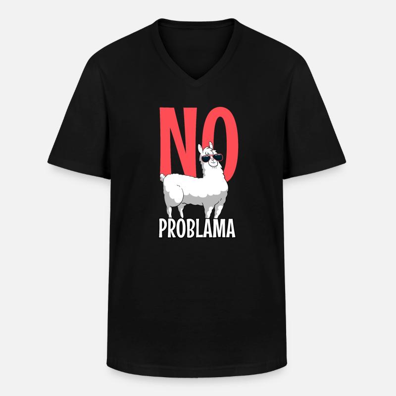 Llama - Männer-T-Shirt mit V-Ausschnitt - Schwarz